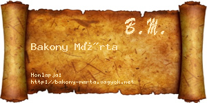Bakony Márta névjegykártya