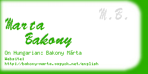 marta bakony business card